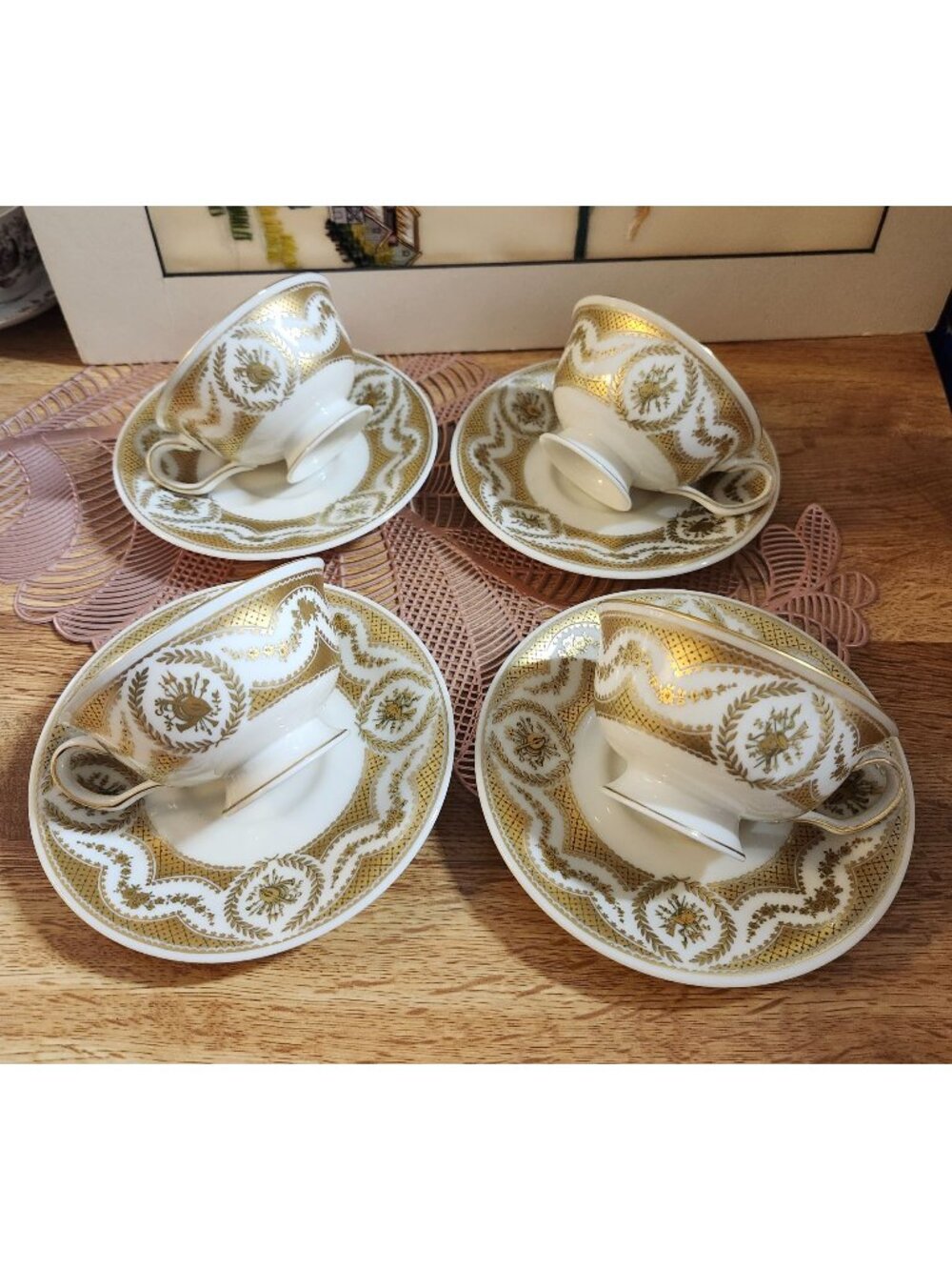 Castleton China Majestic Tea Cups & Saucers Elegant Gold 4 Sets